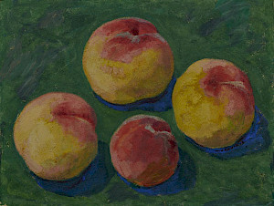 Sigismund Righini: Pfirsiche, 1916, Öl auf Karton, Inv. Nr. SR 367 Foto: Reto Pedrini © Stiftung Righini-Fries Zürich