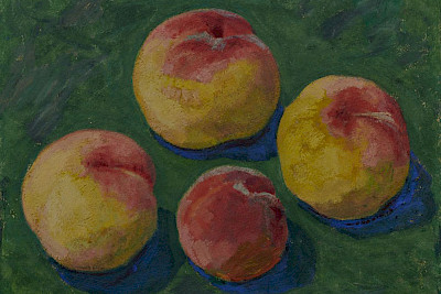 Sigismund Righini: Pfirsiche, 1916, Öl auf Karton, Inv. Nr. SR 367 Foto: Reto Pedrini © Stiftung Righini-Fries Zürich