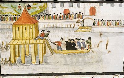 Ertränkung der Täufer Jakob Falk und Heini Reimann am 5.9.1528.