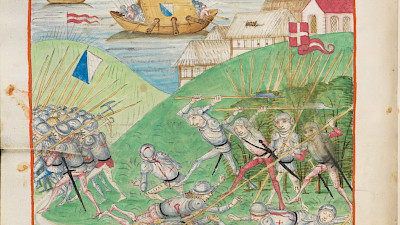 Kriegerische Auseinandersetzungen um Zürich aus der Amtlichen Berner Chronik, 1478–1483, Diebold Schilling, Burgergemeinde Bern