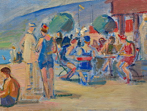 Willy Fries: Strandcafé, ohne Datum, Öl auf Leinwand. Foto: Reto Pedrini © Stiftung Righini-Fries Zürich