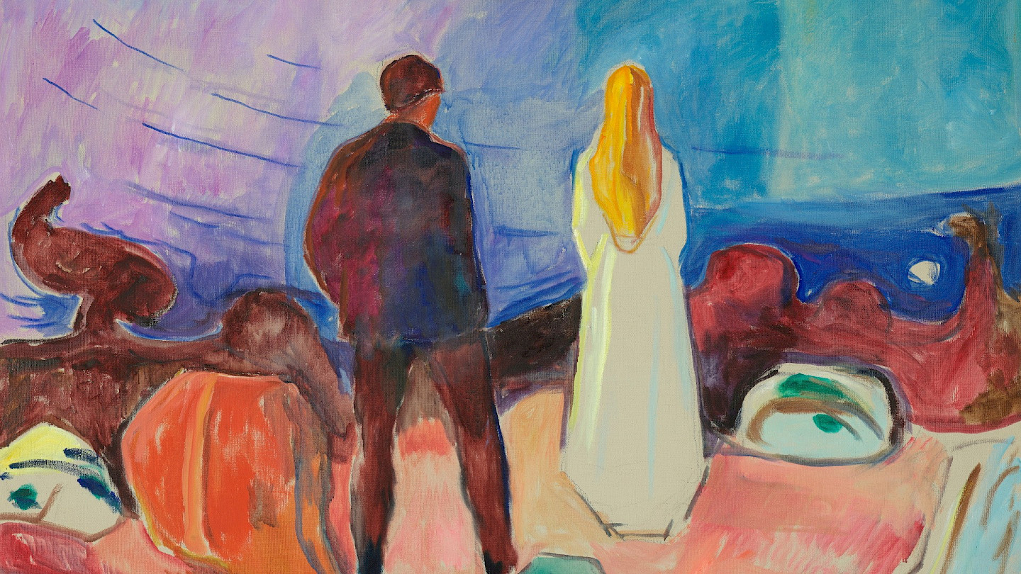 Ausschnitt aus: Edvard Munch, Zwei Menschen. Die Einsamen, um 1935, Öl auf Leinwand, 99.5 x 138 x 6.5 cm, Munchmuseet, Oslo
