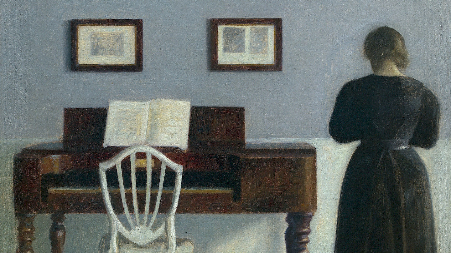 Vilhelm Hammershøi, Interieur mit der Frau des Künstlers, von hinten gesehen (Detail), 1901, Öl auf Leinwand, 45 x 39 cm, Privatsammlung