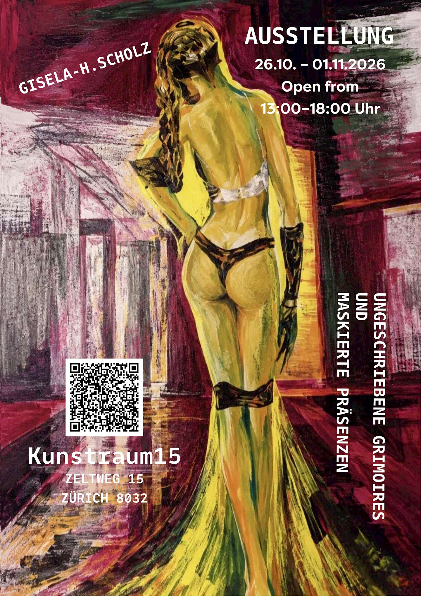 Ungeschriebene Grimoires & Maskierte Präsenzen — Gisela-H. Scholz - Kunstraum15