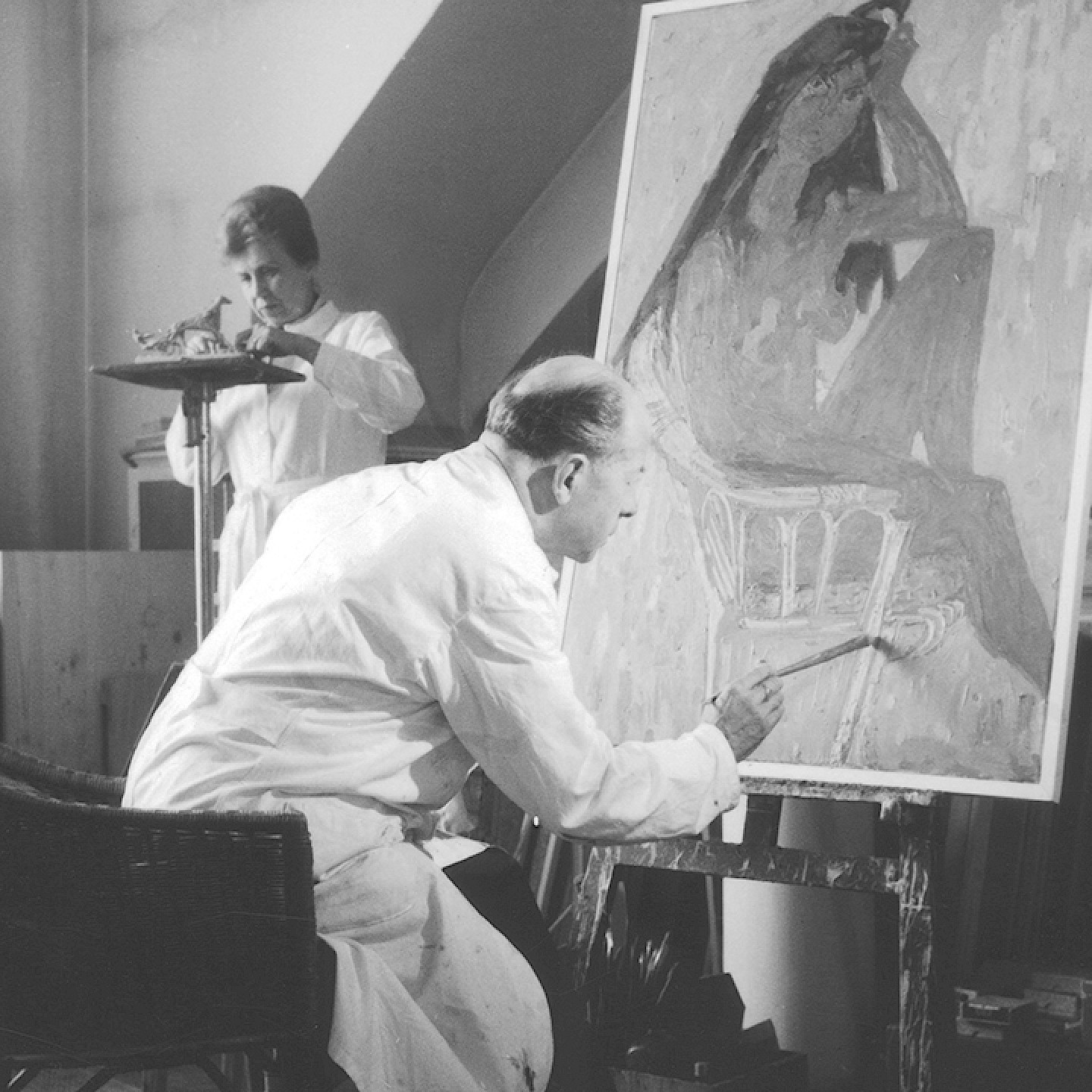 Albert und Melanie Rüegg-Leuthold in ihrem Atelier an der Rebbergstrasse in Höngg, ca. 1970