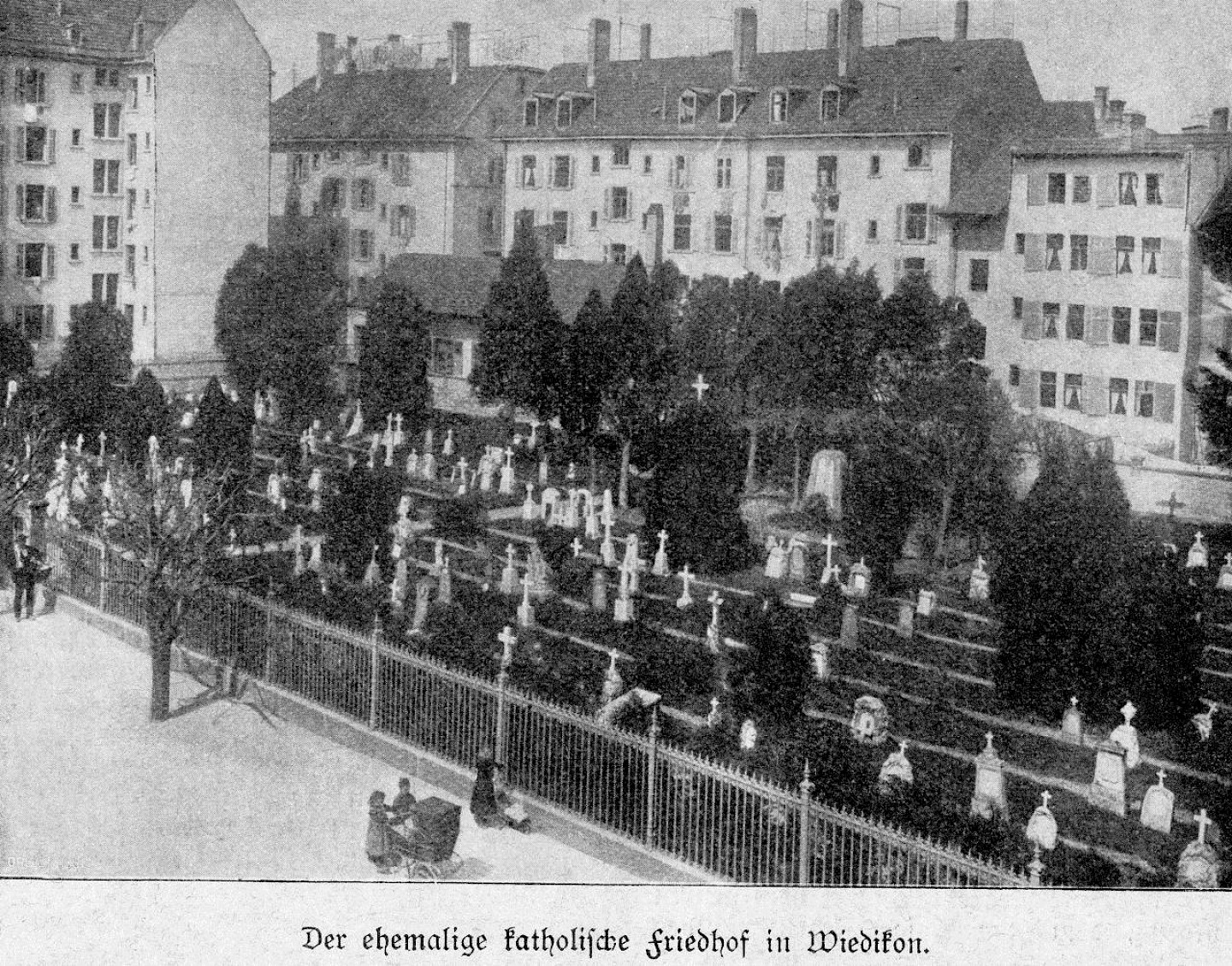 der ehemalige katholische Friedhof an der Elisabethenstrasse in Zürich, © Baugeschichtliches Archiv, Zürich